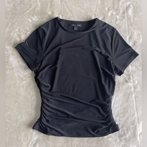 Moa Moa Black Short Sleeve Ruched Top